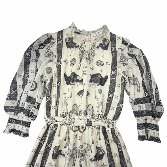 Amanda Uprichard Women's Vista Zoo Print Mini Dress Black & White Size P/XS - Picture 5 of 11